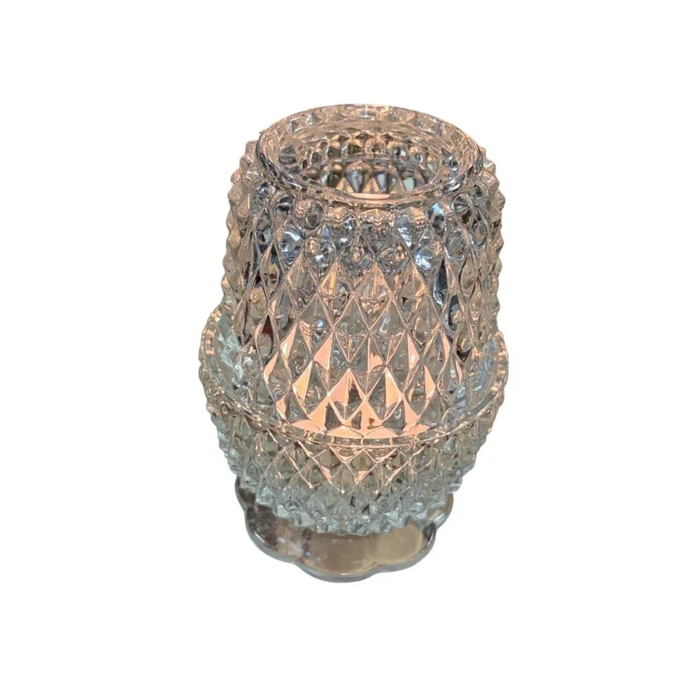 VTG Indiana‎ Glass Company Diamond Point Fairy Light Lamp